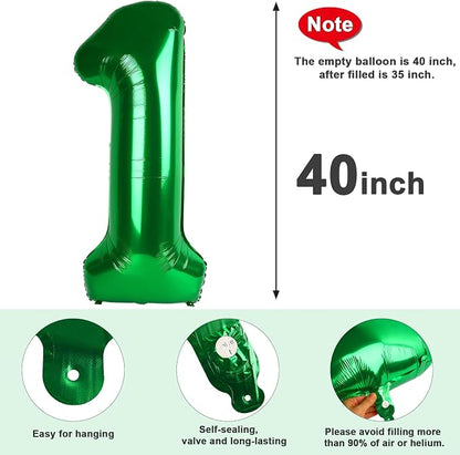 Number 1 Balloon Birthday Decorations, 40In Dark Green Balloons - Image 5