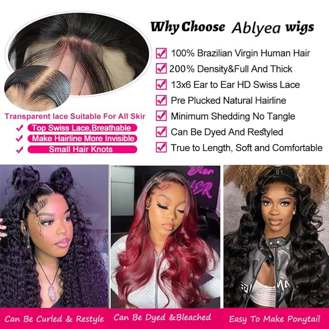 30 Inch 13x6 Body Wave Lace Front Wigs Human Hair Pre Plucked HD Transparent Lace Frontal Wigs Human Hair Glueless Human Wigs with Baby Hair for Women 200% Density