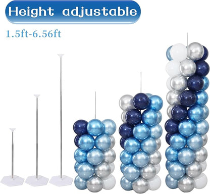 Navy Blue Silver and White Balloon Column Stand Kit Set of 2 - Image 4