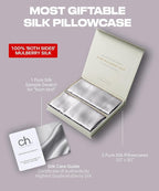 SUNDAYSILKS™ | Silk Pillow Cases 2 Pack | 22 Momme Mulberry Silk Pillowcase Set of 2 | All Sides 100% Pure Silk Slip Pillowcases Bliss for Couples, Zipper | Standard Queen, King Size [Silver Quartz]