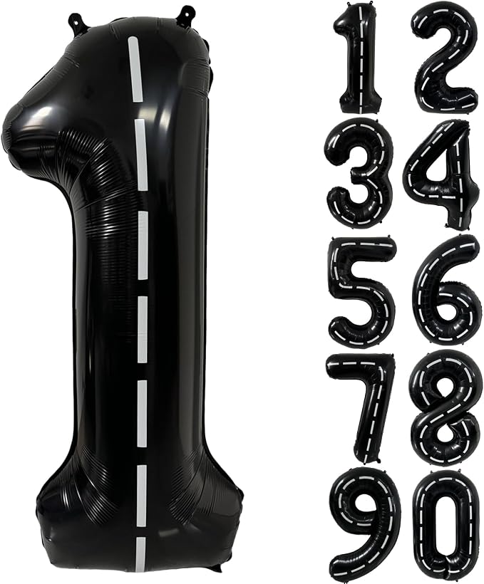 40 Inch Race Car Black Number Balloons Race Car Birthday Party Balloons Large by Yeodong