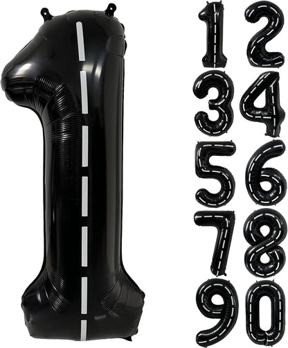 40 Inch Race Car Black Number Balloons Race Car Birthday Party Balloons Large by Yeodong