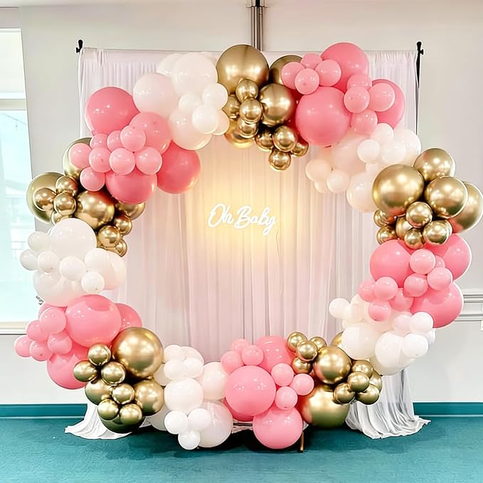 Pink and White Gold Balloons Arch Kit, 18 12 10 5 inch, Baby Shower, Engagement - Image 5