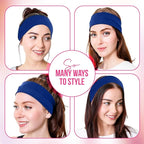 Styla Hair Headbands for Women Stretch Fashion Head Bands 10 Pack Non-Slip Head Wraps Great for Spa, Sports, Yoga, Pilates, Running, Gym Headband, Workouts (Blue)