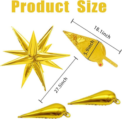 Gold Star Balloons Foil Explosion Balloon Large Mylar Balloons Bulk Party - Image 8
