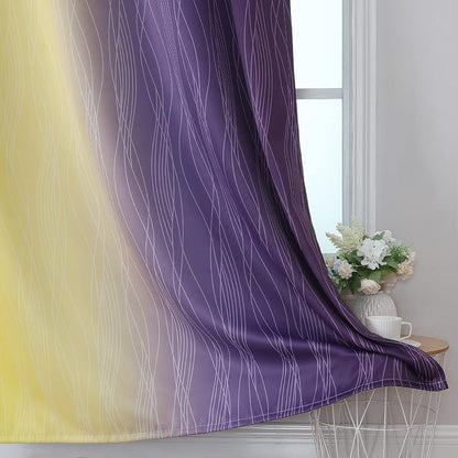 Yellow and Purple Ombre Blackout Curtains 45 Inch Length 2 Panels, Full Room - Image 6