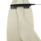 YoungSee 22inch Nano Beads Hair Extensions Platinum Blonde Nano Hair Extensions Human Hair White Blonde Long Nano-Link Hair Extension 50s 50g Nanoring Hair Extension for Wedding Instant Length