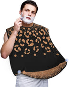 Beard Hair Catcher for Men, Waterproof Shaving Bib Apron Non-Stick, Trimming Tool for Dad Husband, Rose Gold Glitter Black Cheetah Leopard Print Shave Bib