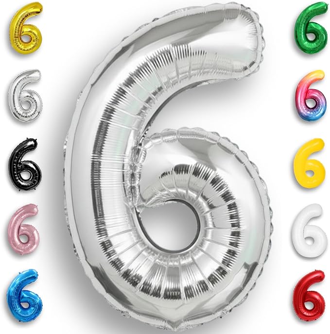 Silver Number Balloon 6 Mylar Foil Balloons 40 inch by Unknown