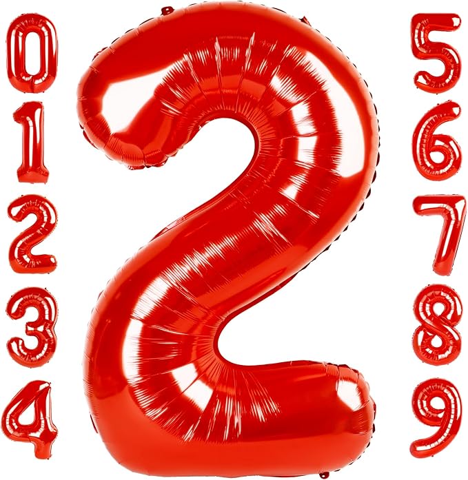 Number Balloons Red 2 Balloon 40 Inch by Mluchee