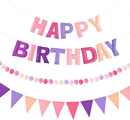 CANREVEL 3 PCS Pre-Strung 3D Happy Birthday Banner Decorations, Happy Birthday by CANREVEL