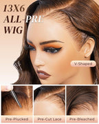 Arabella 13x6 Chocolate Brown Lace Front Wig Human Hair 4# Body Wave Wigs Human Hair Pre Plucked Glueless Brown Frontal Wig Human Hair 26 Inch