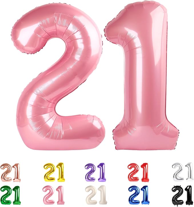 Number 21 Balloon 40Inch for 21 Year Old Birthday Decorations, Pearl Pink | by Mluchee