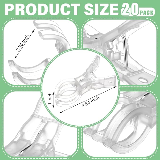 LemonRoad 20 Pack Large Balloon Arch Clips Plastic Transparent Backdrop Spring - Image 2