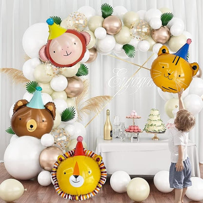 Animal Head Foil Balloon Kit, Lion Bear Monkey Cat foil balloon, Birthday Party - Image 4