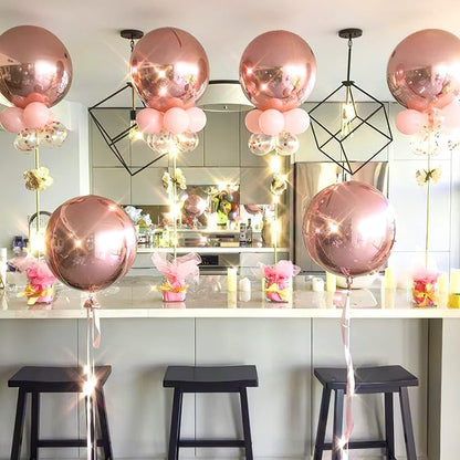 PartyWoo Rose Gold Large Round Giant 4D Jumbo Foil Balloons 6pcs 22 Inch | 22 - Image 2