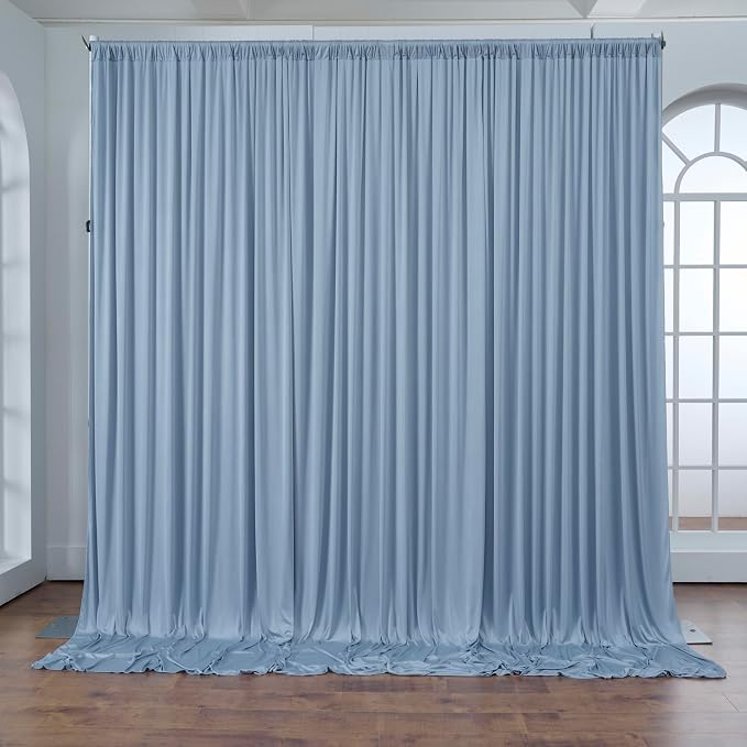 50 ft x 10 ft Wrinkle Free Dusty Blue Backdrop Curtain - Image 8