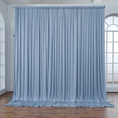 50 ft x 10 ft Wrinkle Free Dusty Blue Backdrop Curtain - Image 8