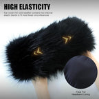 Faux Fur Headband for Women Elastic Fuzzy Thick Earmuffs Winter Headwrap Ear Muffs Furry Ear Warmers Cold Weather (Black)