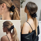 Suncdelv Silk,100% Silk Scrunchies for Hair,22 Momme Hair Ties for Anti-Crease & Breakage,Natural Women Hair Accessories，Fashion Hairbands 3PCS（Red,Brown,Black）