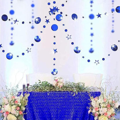 Dark Blue Party Decoration Dark Blue Star Circle Dot Hanging Garland Streamer - Image 3