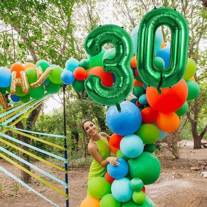 TONIFUL 40 Inch Dark Green Number 0 Balloon Large Foil Birthday Party Decor | - Image 5