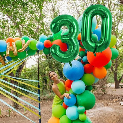 TONIFUL 40 Inch Dark Green Number 0 Balloon Large Foil Birthday Party Decor | - Image 5