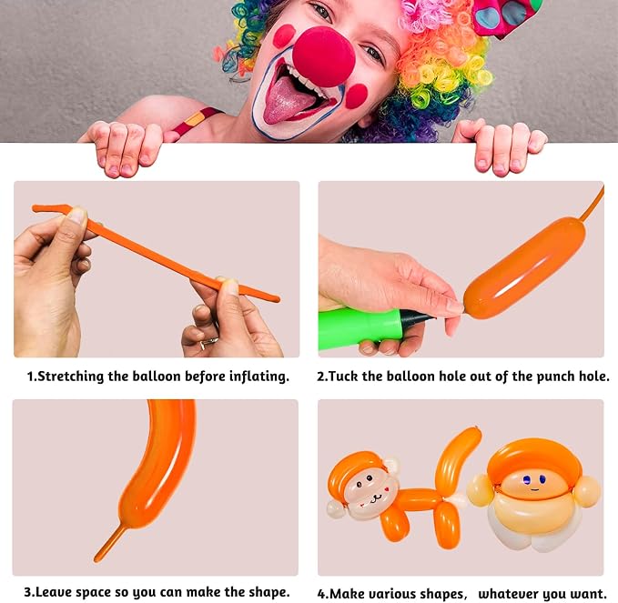Orange 260 Long Skinny Twisting Animal Balloons, Rainbow Balloons - Image 5
