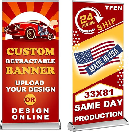 Custom Banner Pop up Banner Aluminum Deluxe Retractable Banner-Made in by TFEN