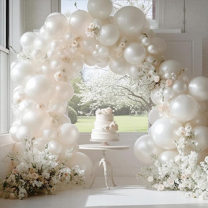 RUBFAC Pearl White Balloons 120pcs 5 Inch Latex Party Balloons - Image 2