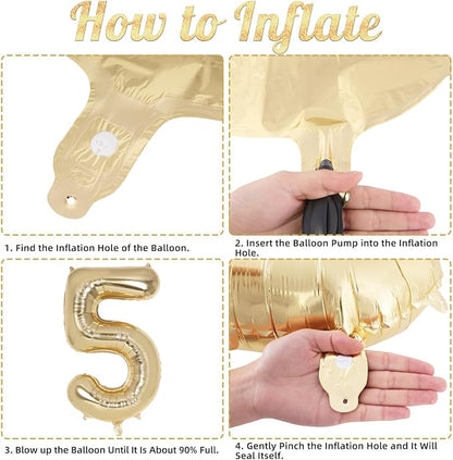 Champagne Gold Large Number 5 Balloon, 40 Inch Light Gold Foil Helium Number - Image 7