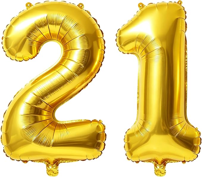 40 Inch Number 21 Balloons for 21st Birthday Party Decorations, 0-100 Gold by FOBELEC