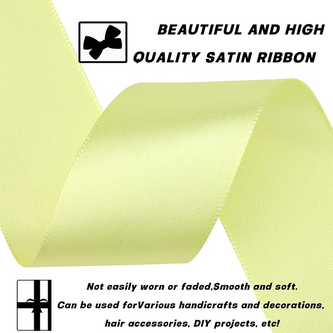 1-1/2 Inch 30 Yards Rice Yellow Solid Satin Ribbon - Image 3