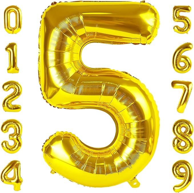 Number Balloon Gold Number 5 for 5 15 Birthday Party Decorations, 40 Inch | by Mluchee
