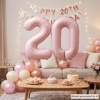 Blush Pink Number 20 Balloon 40 Inch, Foil Digits Festive Party Supplies | Chic - Image 7