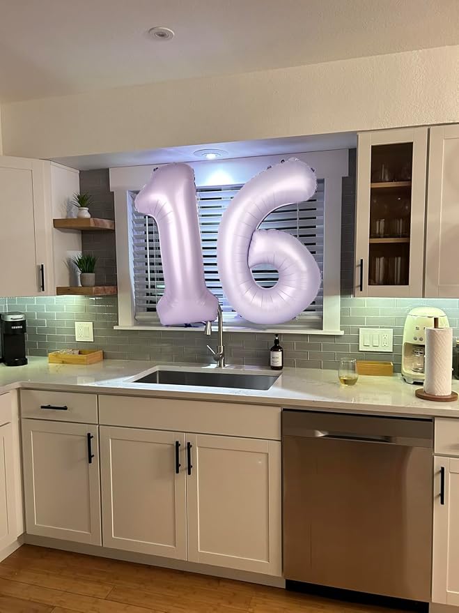 Number 1 Balloons 40 Inch for 1st 11 Birthday Decorations, Cream Purple | Jumbo - Image 3