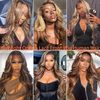 Ombre Lace Front Wigs Human Hair Pre Plucked 13x4 HD Transparent 4/27 Colored Body Wave lace frontal Wigs Human Hair 200% Density Honey Blonde Lace Front wigs for Women 26 Inch