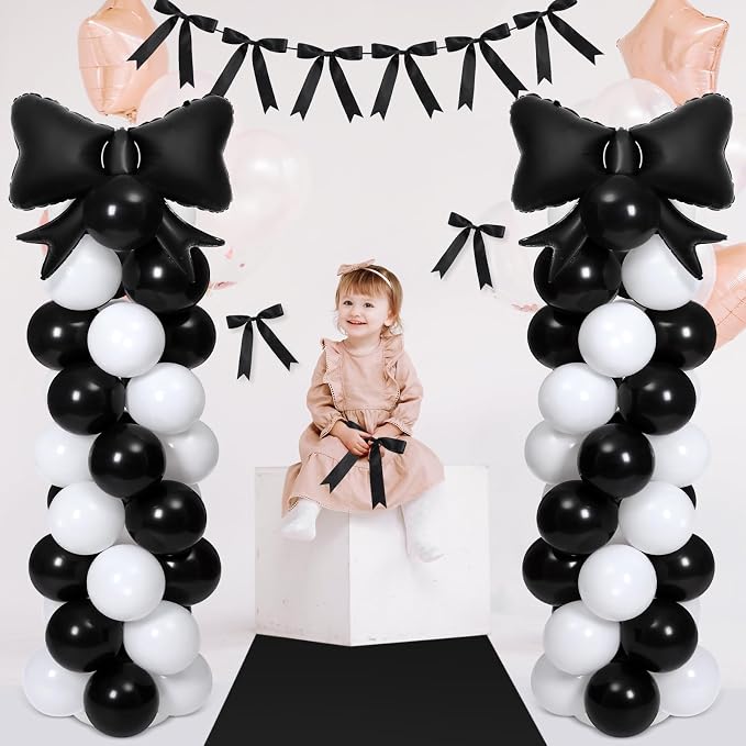 2 Sets Christmas Decor Bow Theme Balloon Column Stand Kit Decorations Bow - Image 5