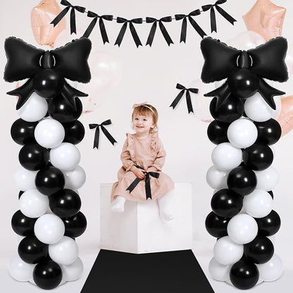 2 Sets Christmas Decor Bow Theme Balloon Column Stand Kit Decorations Bow - Image 5