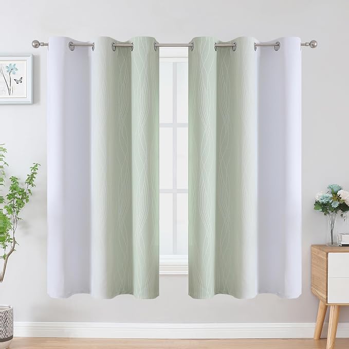 Sage and Greyish White Blackout Curtains & Drapes - Image 2