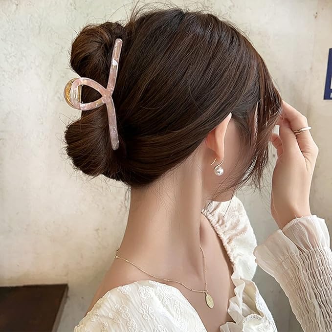 Big Large Butterfly Acetate Hair Clamps with Strong Hold for Long Thick Hair - 4.7" Hair Claw Clips for Women (1 Pc, Pink)