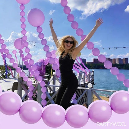 PartyWoo Lavender Linking Balloons 100pcs 12 Inch Purple Link Balloons | - Image 7