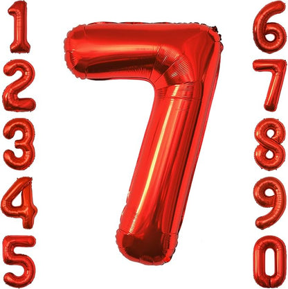 Red Number 7 Balloon 40 Inch, Foil Numeral by Unknown