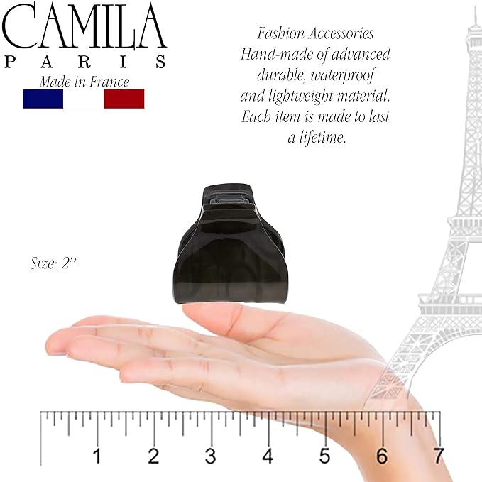 Camila Paris CP3262 French Hair Clip for Women for Long Curly Wavy Hair, Gray, Girls Hair Claw Clips Jaw Fashion Styling Hair Accessories for Women, Strong Hold No Slip Grip, Made in France