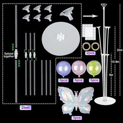 Iridescent Butterfly Party Balloons Stand Kit 2 Sets - Image 2