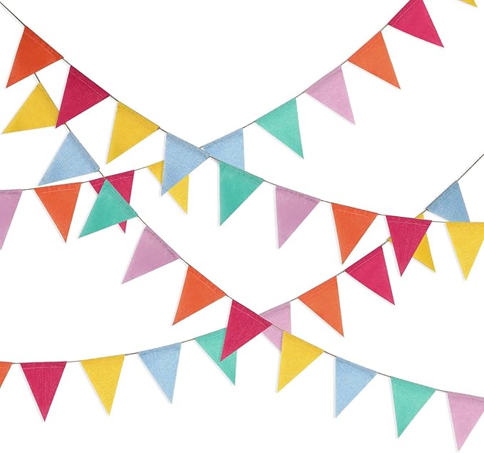 HESTYA 42 Pieces Colorful Pennant Banner Flag Multicolor Bunting String by Hestya