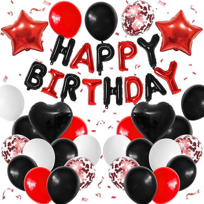 Red and Black Birthday Decorations by BTZO