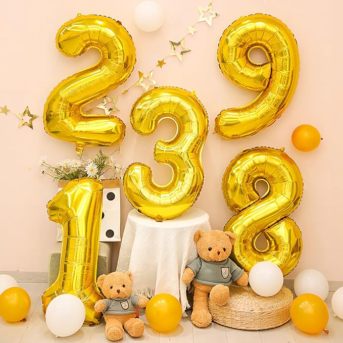 40 Inch Gold Number Balloons, Helium Mylar Foil Number Balloons - Image 4