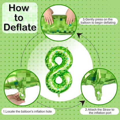 Number 8 Balloons 40 Inch, Gaint Cartoon Lime Green Pixel 8 Balloon Number - Image 8