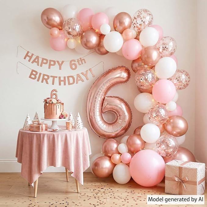 Rose Gold Number 6 Balloon 40 Inch, Luxurious Rose Gold Foil - Image 6